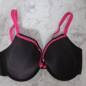 Cleo by Panache Bra 34E Black Pink Plunge Underwire Jude Back Closure 5846